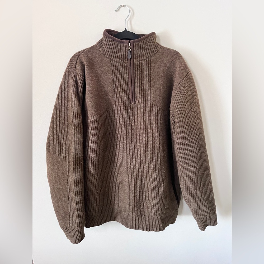 Vintage 90s L.L. Bean half-zip merino wool waterfowl sweater